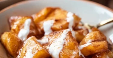 Gebackene Äpfel aus dem Air Fryer serviert mit Zimt und Mandeln