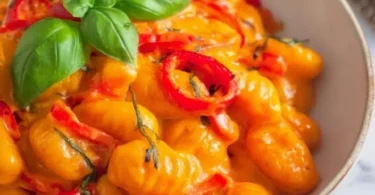 Leckere Gnocchi Paprika Pfanne mit bunter Paprika und Gewürzen