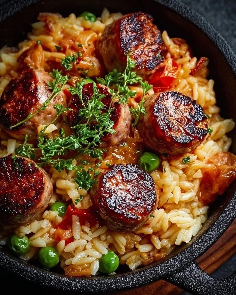 Herzhafte Wurst-Reis-Pfanne
