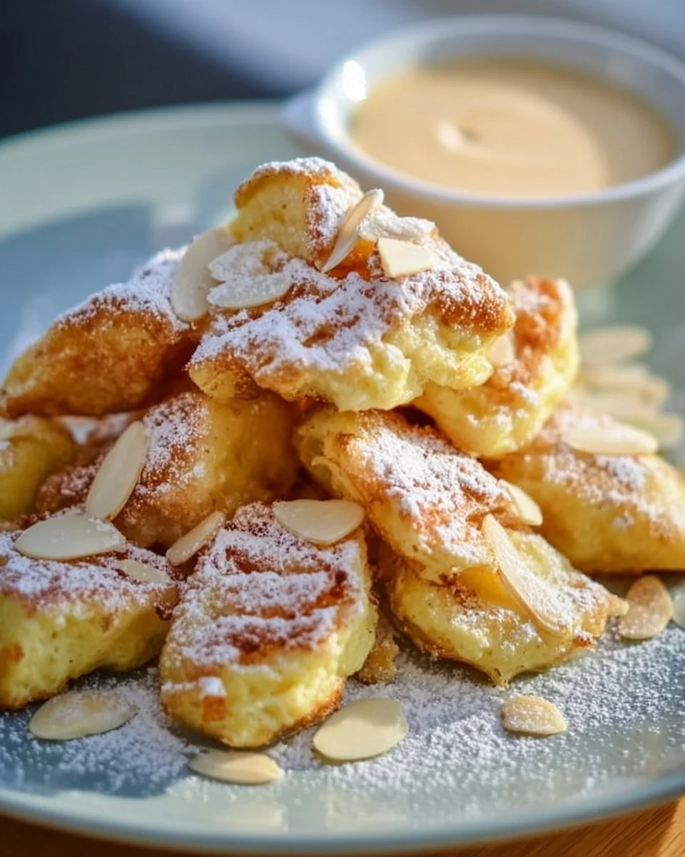 Kaiserschmarrn - klassisches österreichisches Dessert aus zerrissenen Pfannkuchen mit Puderzucker