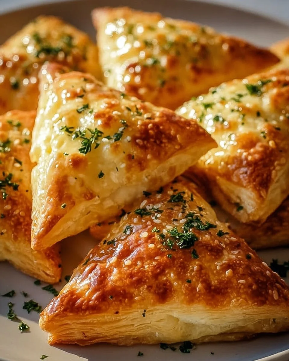 Knusprige Käse-Dreiecke frisch aus dem Ofen serviert