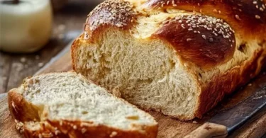 Kohlenhydratfreies Joghurtbrot frisch gebacken auf einem Tisch