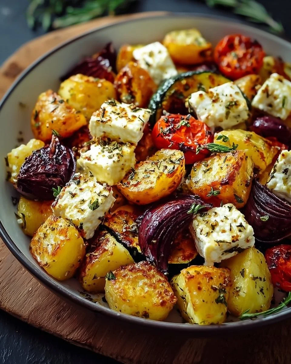 Leckere Feta Kartoffeln Ofengemüse aus dem Ofen