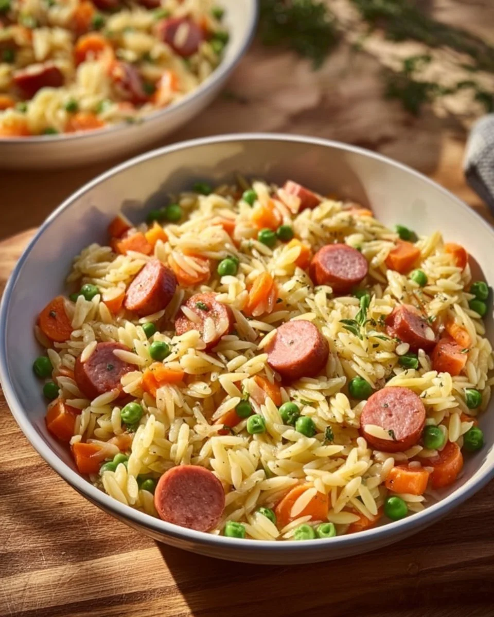 Kritharaki mit Würstchen