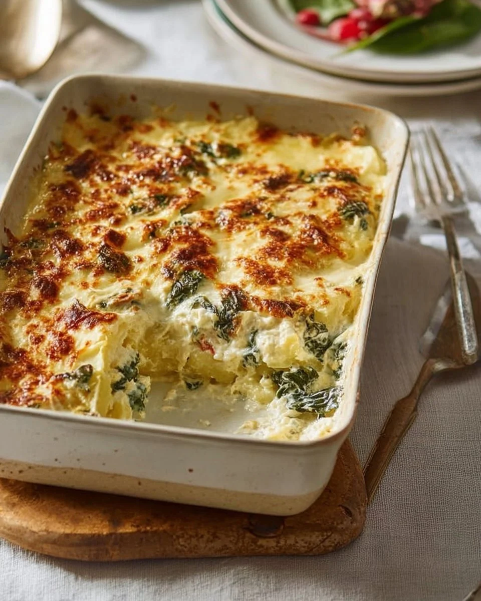 Mangold-Kartoffel-Auflauf mit Käse überbacken, ein herzhaftes Rezept.