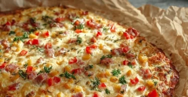 Leckere Schüttelpizza auf einem Teller serviert mit frischen Zutaten.