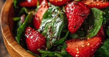 Spinat- und Erdbeersalat mit Erdbeeren und Balsamico-Dressing