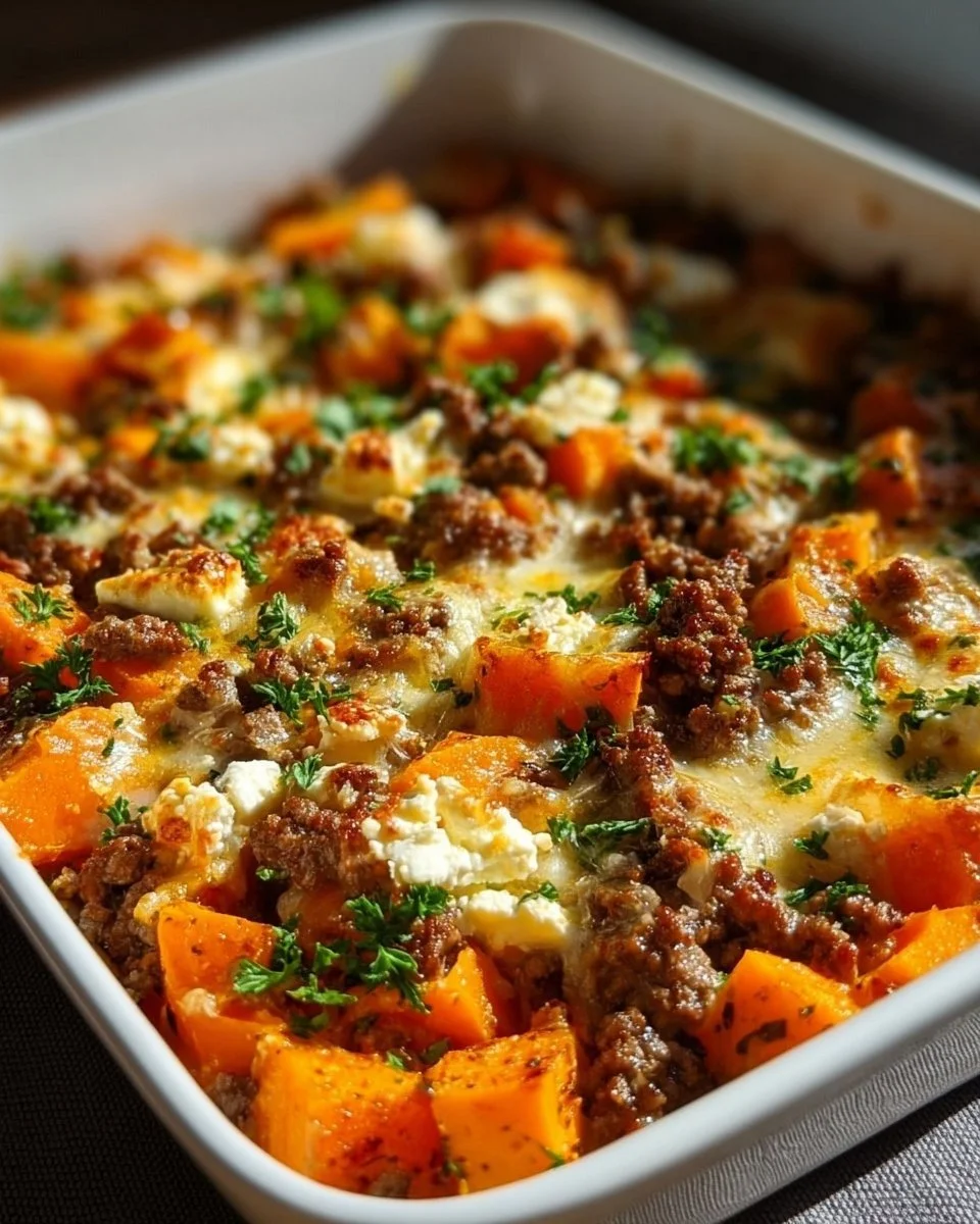 Sweet Potato Minced Meat Casserole with Feta