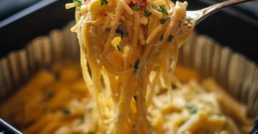Überbackene Feta-Pasta aus dem Ofen mit frischem Gemüse und Gewürzen.
