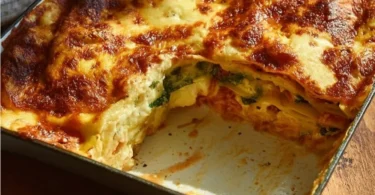 Eine leckere vegetarische Mangold-Lasagne, frisch aus dem Ofen.