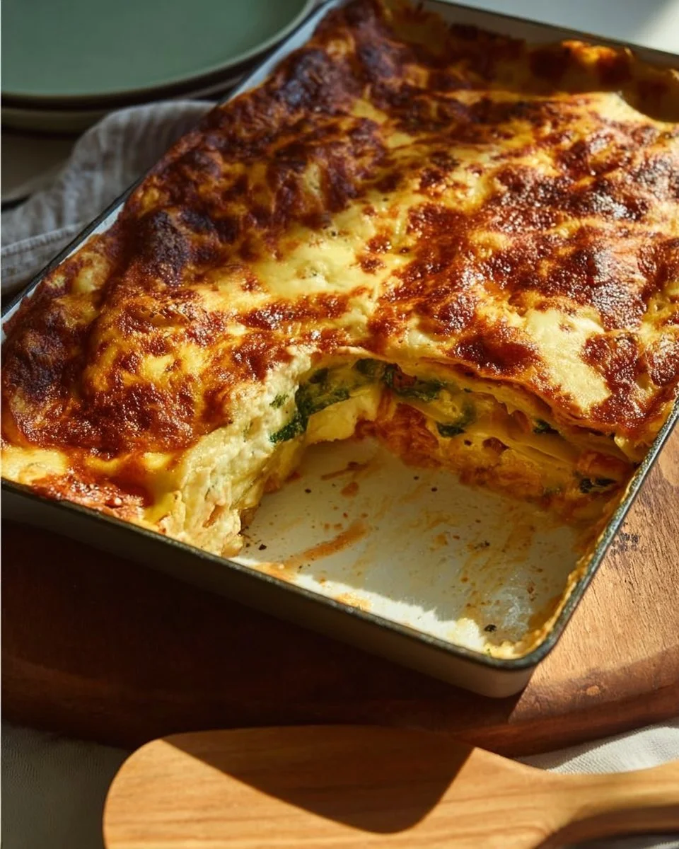 Eine leckere vegetarische Mangold-Lasagne, frisch aus dem Ofen.