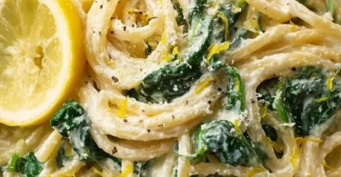 Zitronen-Ricotta-Pasta mit frischem Spinat und leichter Sauce